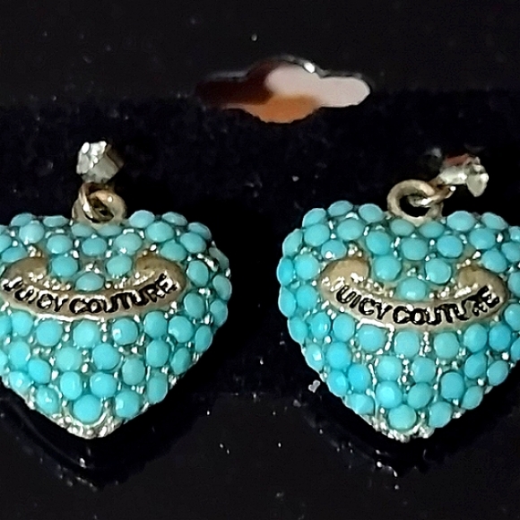 Jewelry - JUICY Couture Sky Blue Heart Dangling Earrings 🎁 NWT